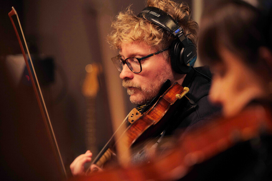 man playing violin